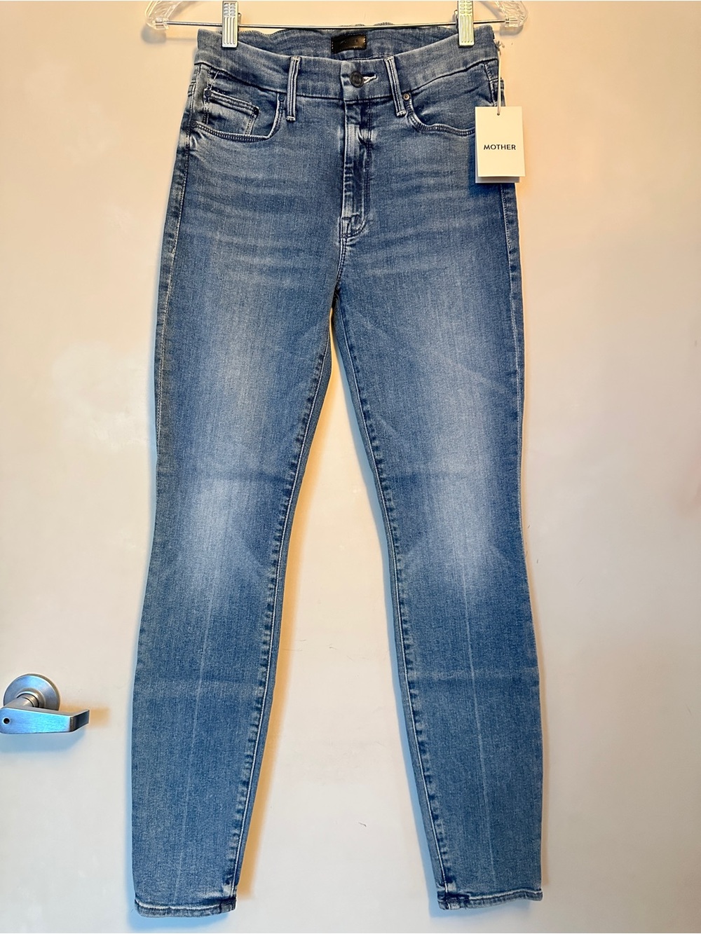 NWT MOTHER The Looker Ankle Skinny Blue Stretchy Jeans in We The Animals 26